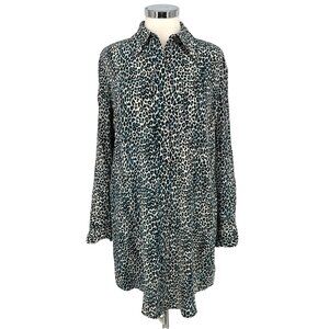 Equipment Scoutt Leopard Print Silk Crepe de Chine Mini Shirt Dress Size